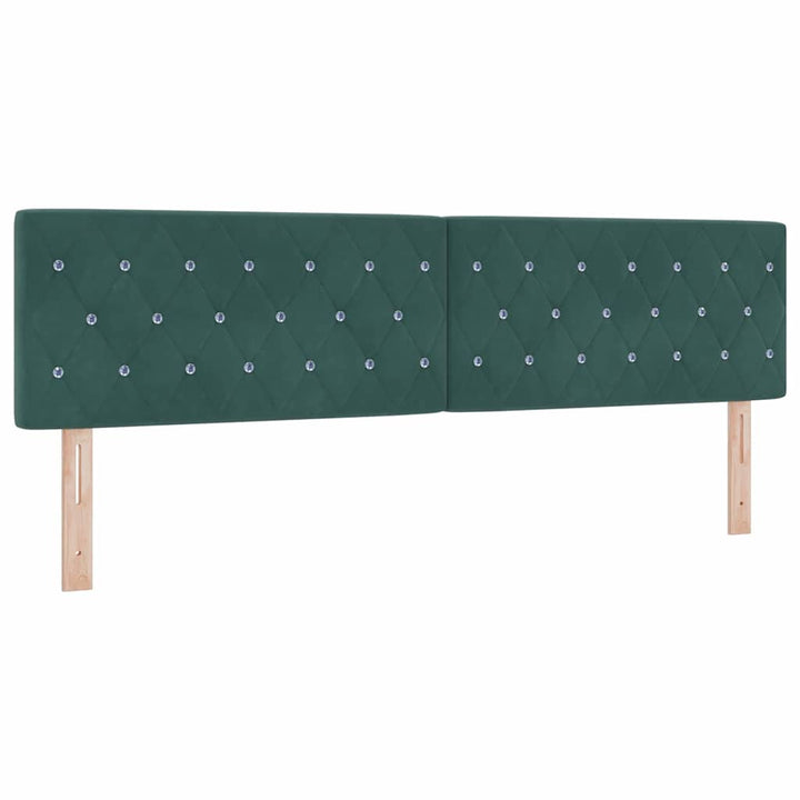 LED Sengegavl med LED -strimmellys Argyle Mørkegrøn 90 cm Fløjl