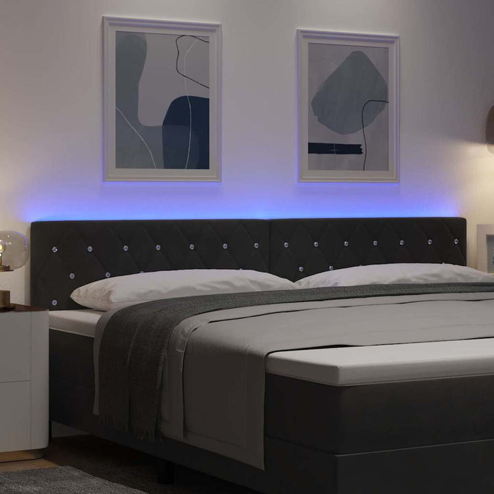 LED Sengegavl med LED -strimmellys Argyle Sort 100 cm Fløjl