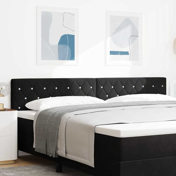 LED Sengegavl med LED -strimmellys Argyle Sort 100 cm Fløjl