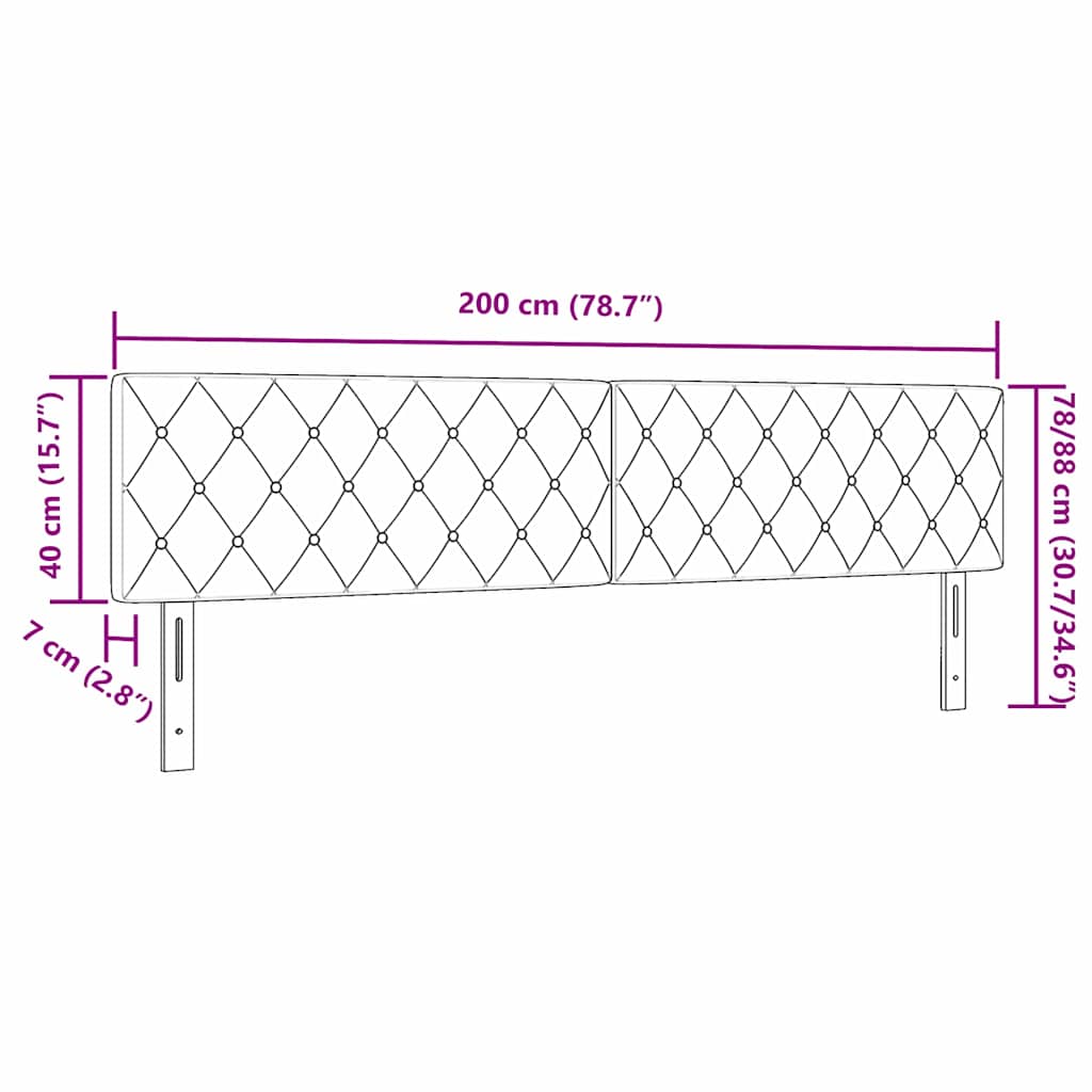 LED Sengegavl med LED -strimmellys Argyle Sort 100 cm Fløjl
