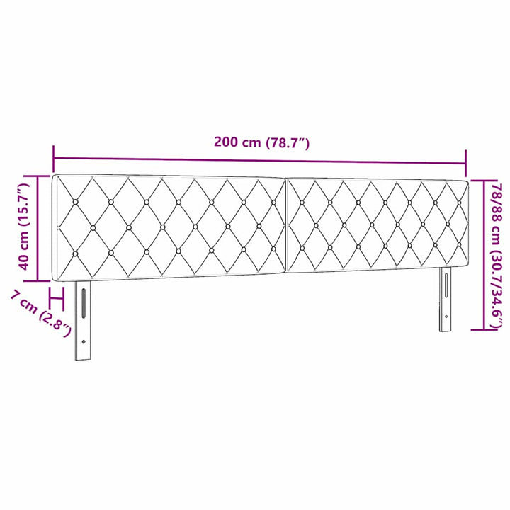 LED Sengegavl med LED -strimmellys Argyle Sort 100 cm Fløjl