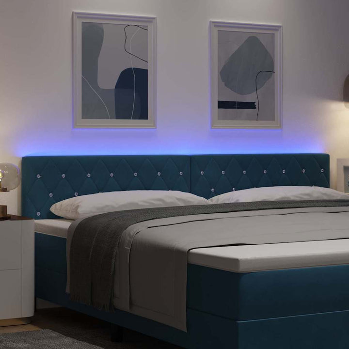 LED Sengegavl med LED -strimmellys Argyle Mørkeblå 100 cm Fløjl