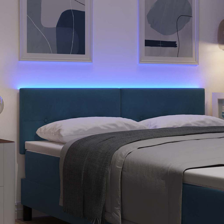 Hovedgærde med LED -strimmellys med hovedgærde Blå 72 cm Fløjl