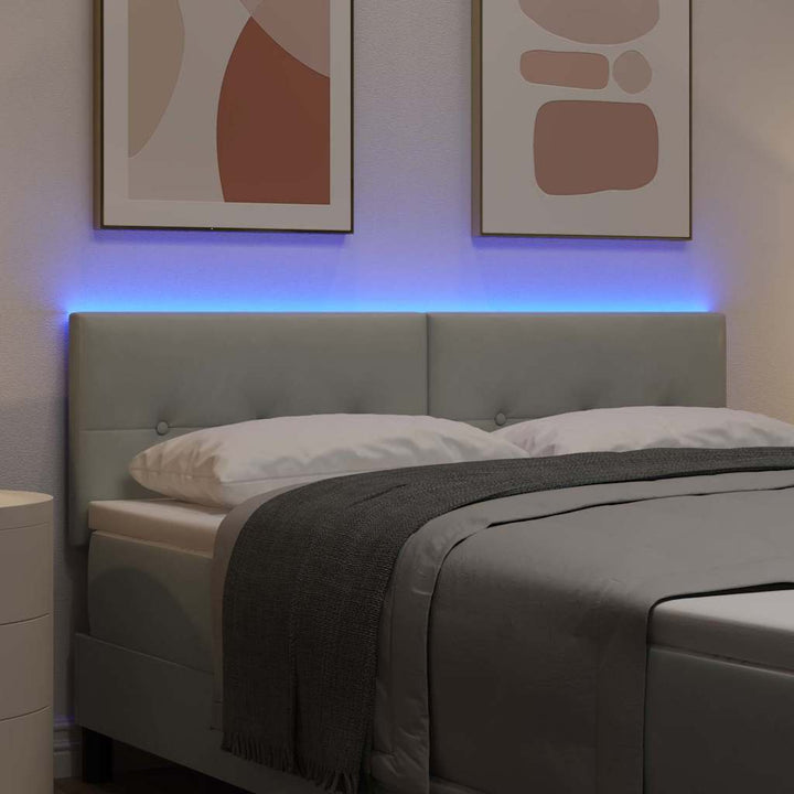 Hovedgærde med LED -strimmellys Lysegrå 80 cm Fløjl