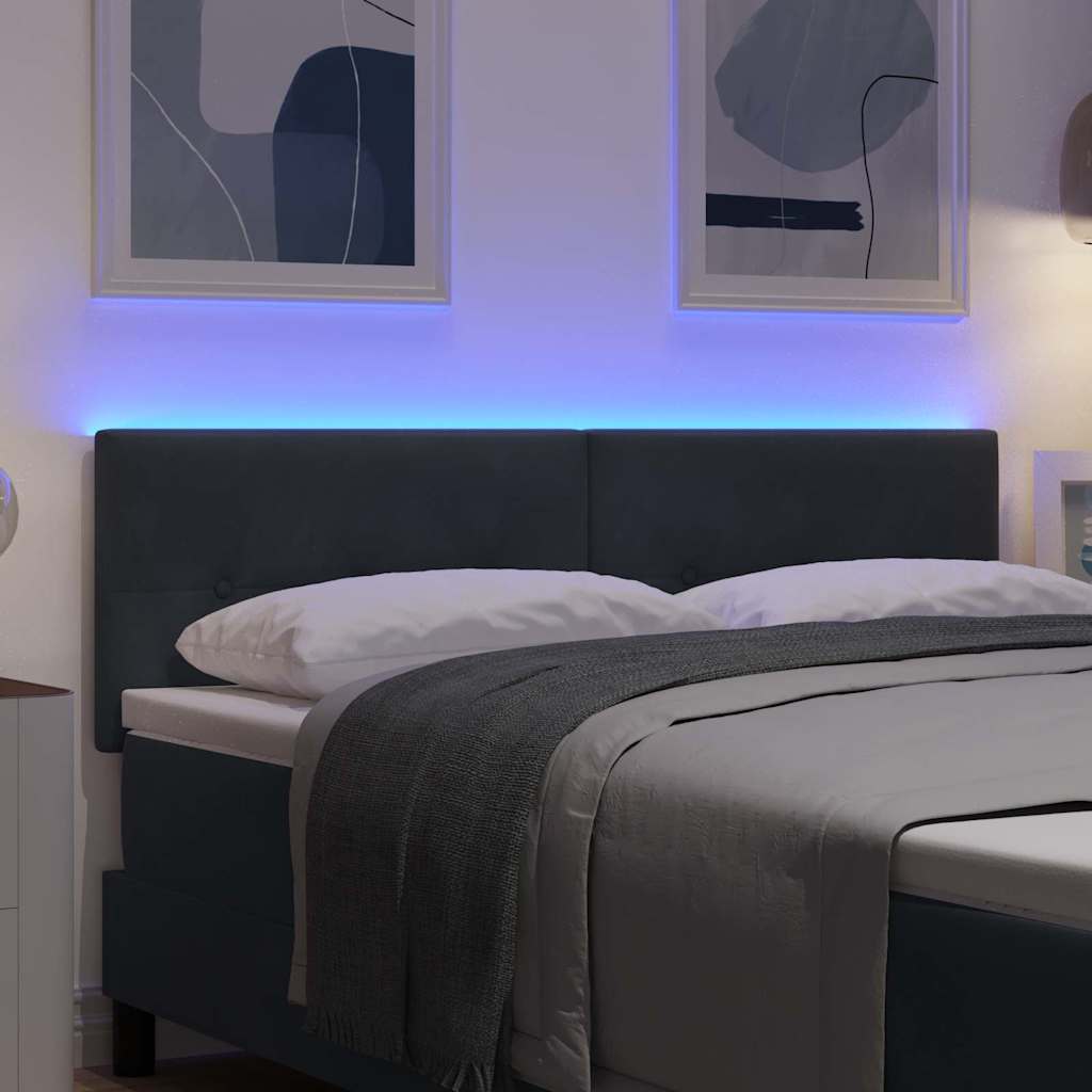 Hovedgærde med LED -strimmellys med hovedgærde Grå 80 cm Fløjl