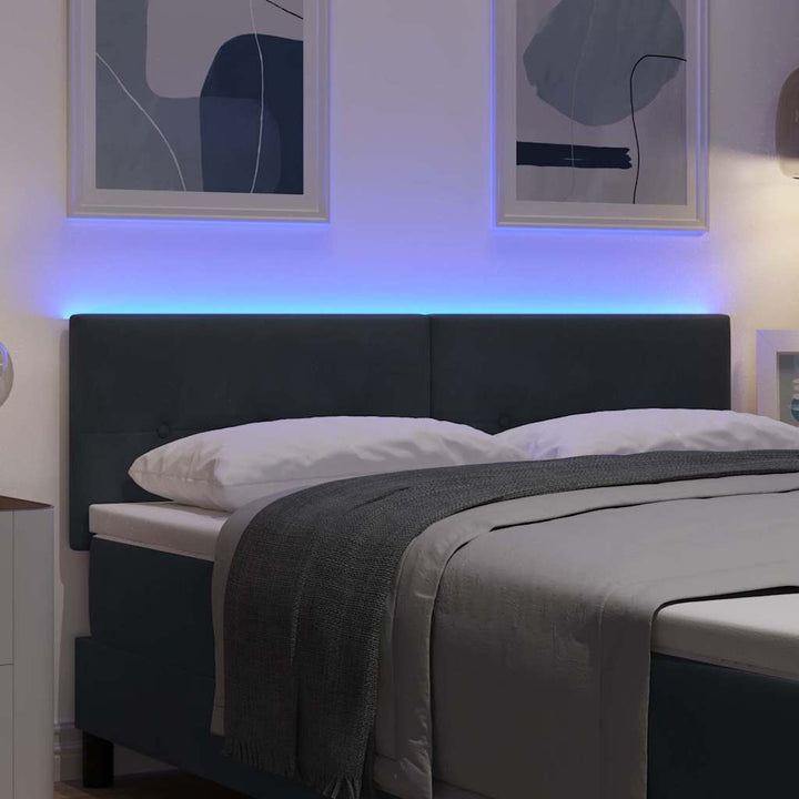 Hovedgærde med LED -strimmellys med hovedgærde Grå 80 cm Fløjl