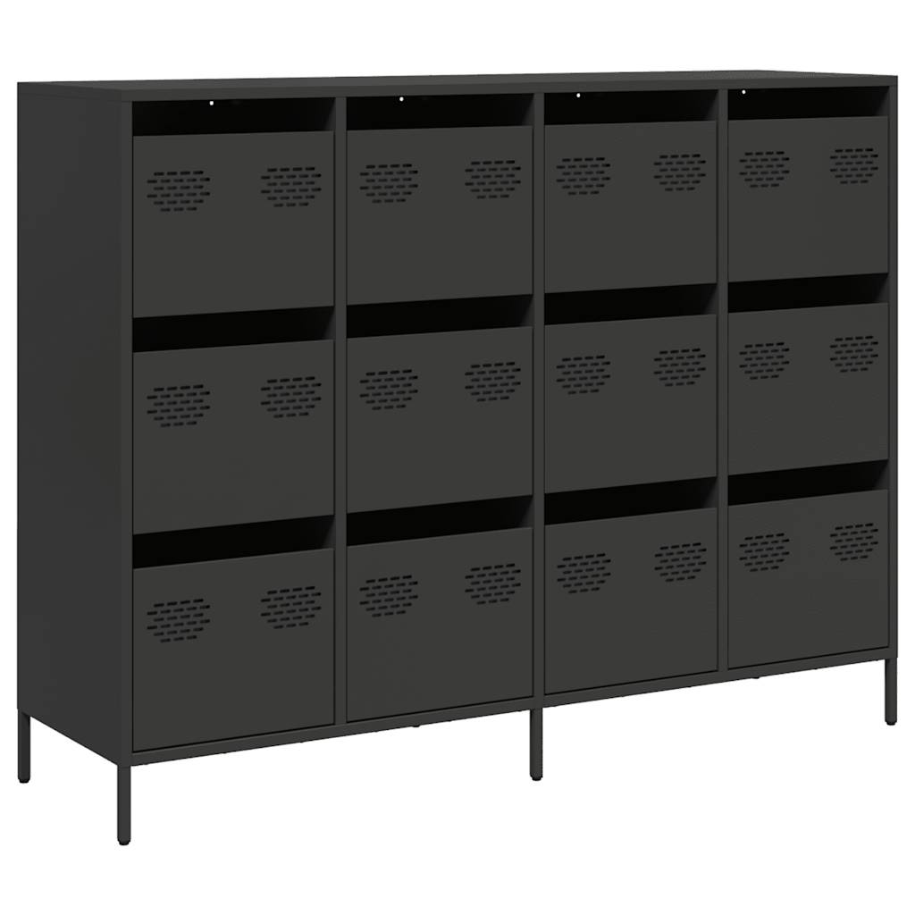 skænk 135x39x103,5 cm koldvalset stål sort