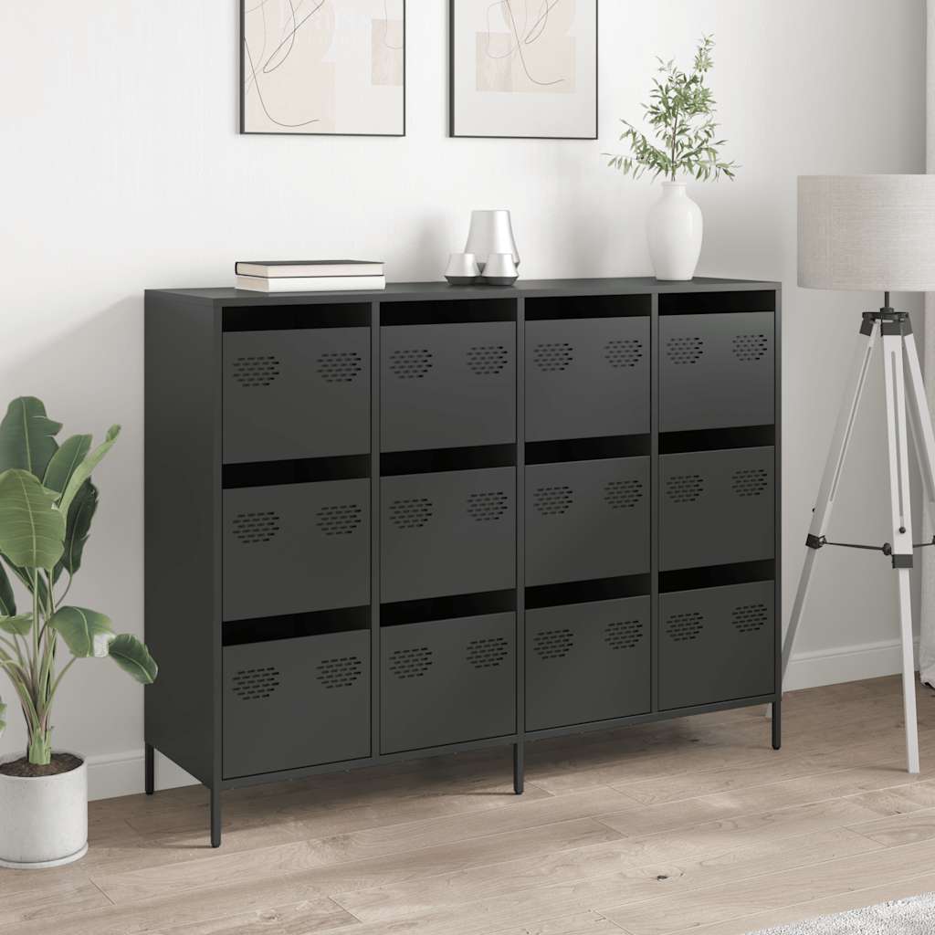 skænk 135x39x103,5 cm koldvalset stål sort