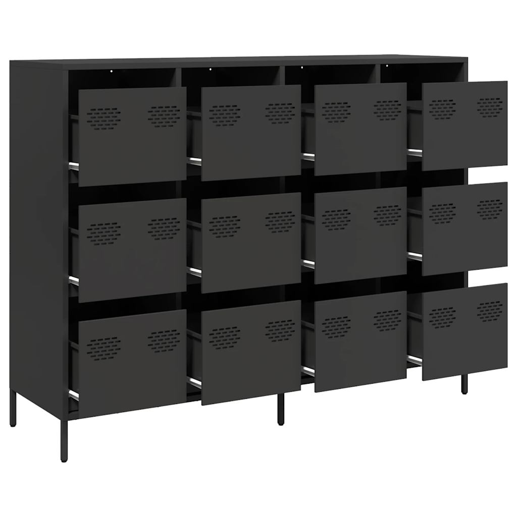 skænk 135x39x103,5 cm koldvalset stål sort