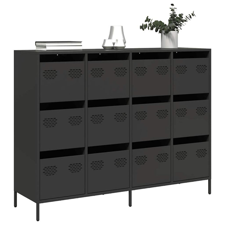 skænk 135x39x103,5 cm koldvalset stål sort