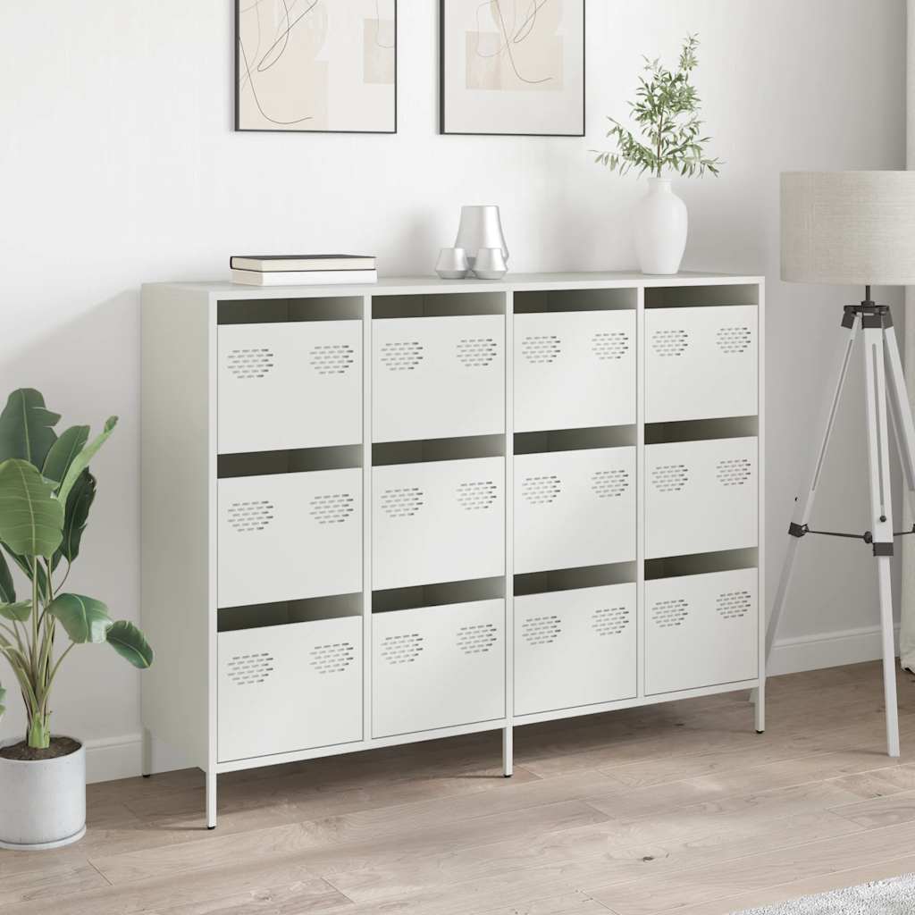 skænk 135x39x103,5 cm koldvalset stål hvid