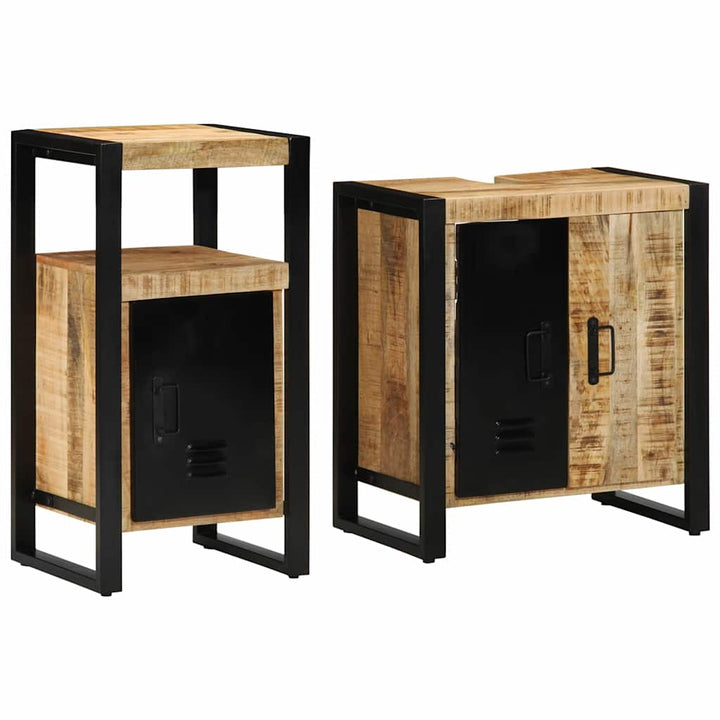 Badeværelsesmøbel sæt 2 pcs Brun 55 x 35 x 60 cm Rå mango træ