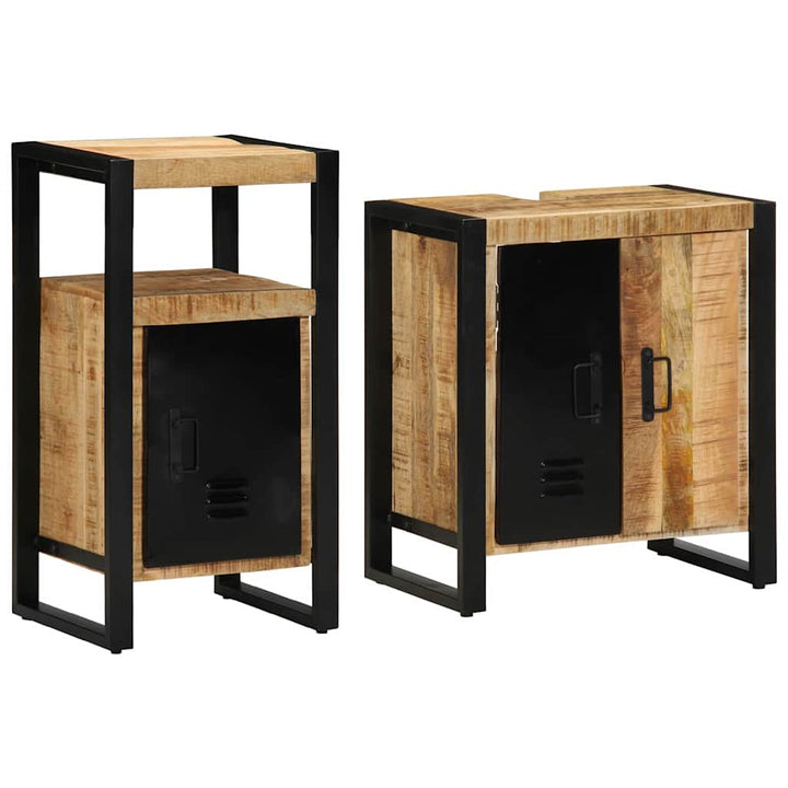 Badeværelsesmøbel sæt 2 pcs Brun 55 x 35 x 60 cm Rå mango træ