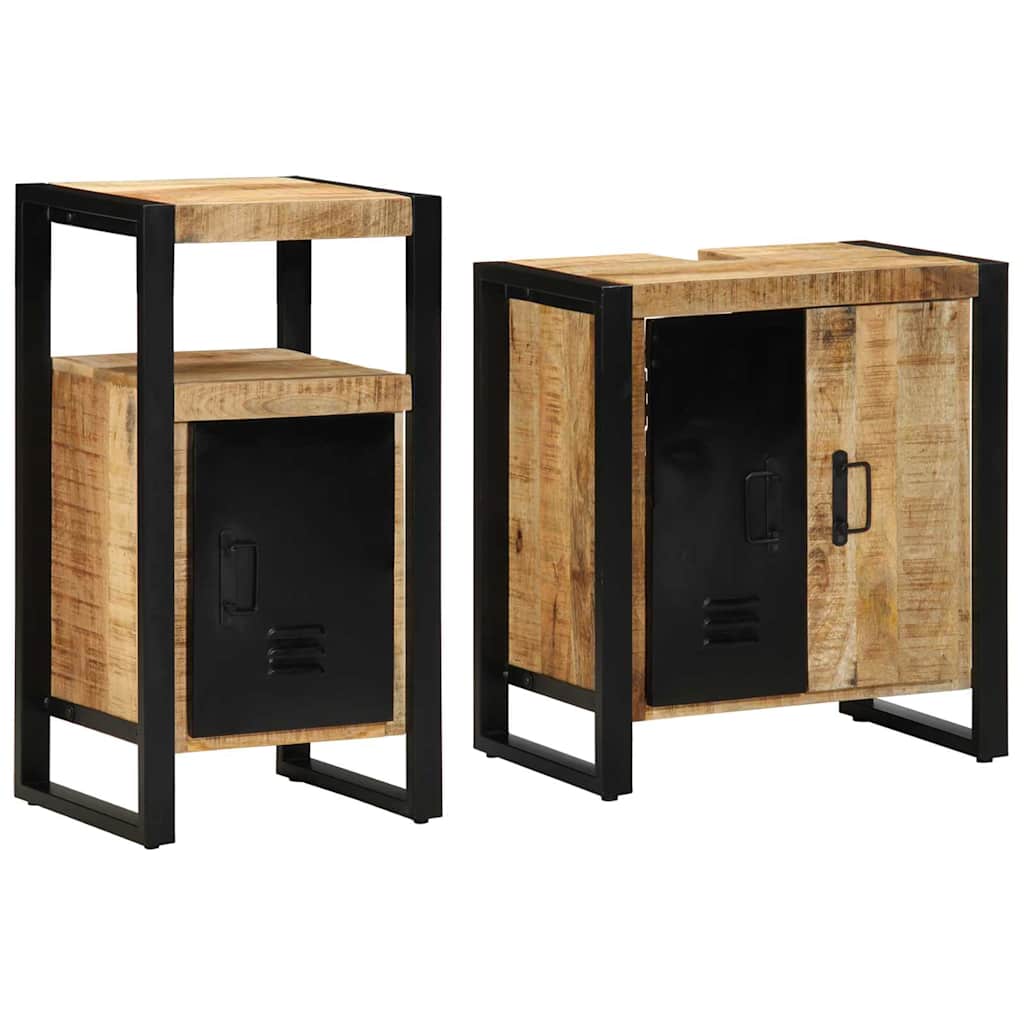 Badeværelsesmøbel sæt 2 pcs Brun 55 x 35 x 60 cm Rå mango træ