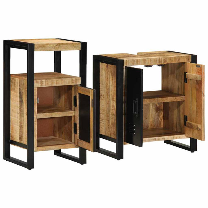 Badeværelsesmøbel sæt 2 pcs Brun 55 x 35 x 60 cm Rå mango træ
