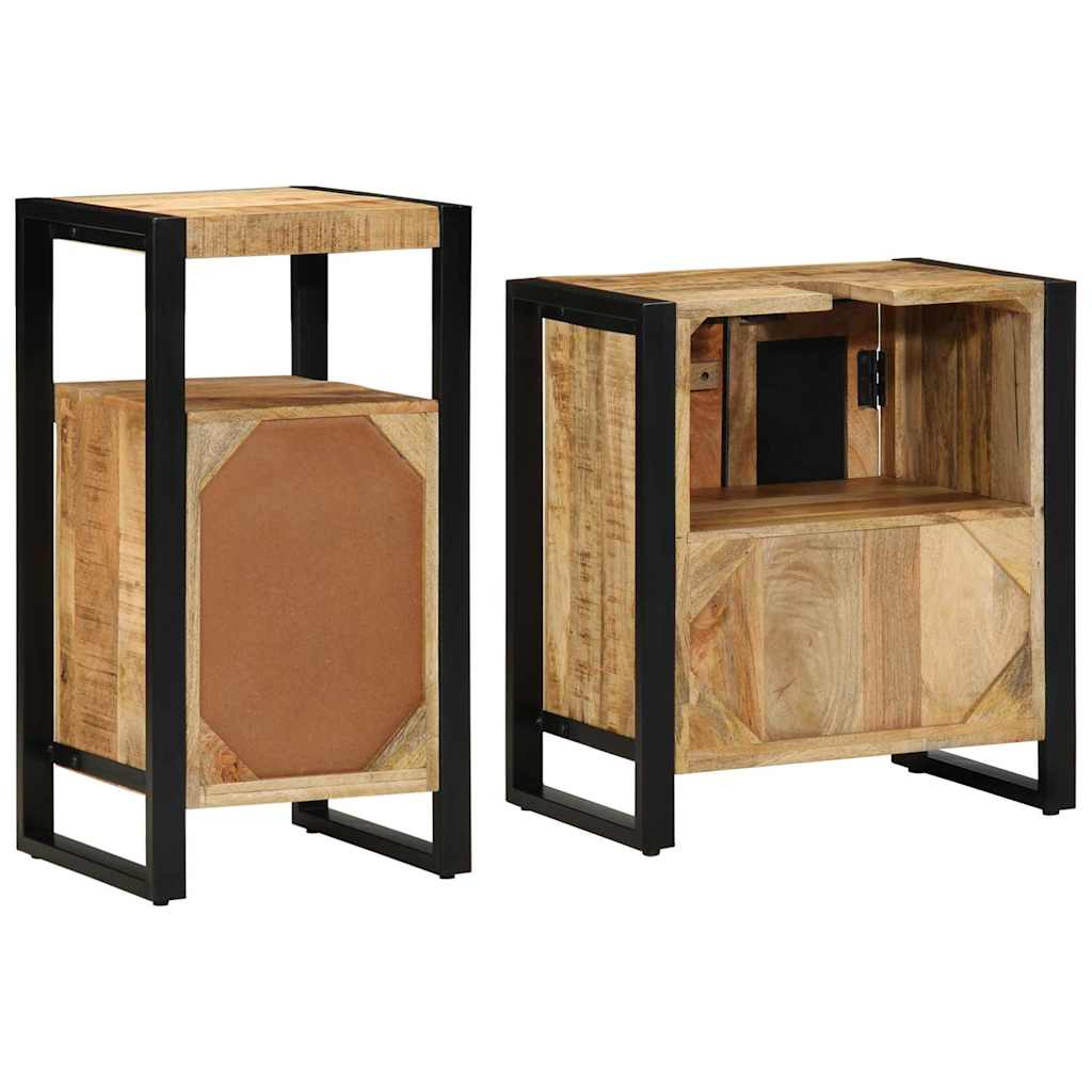 Badeværelsesmøbel sæt 2 pcs Brun 55 x 35 x 60 cm Rå mango træ