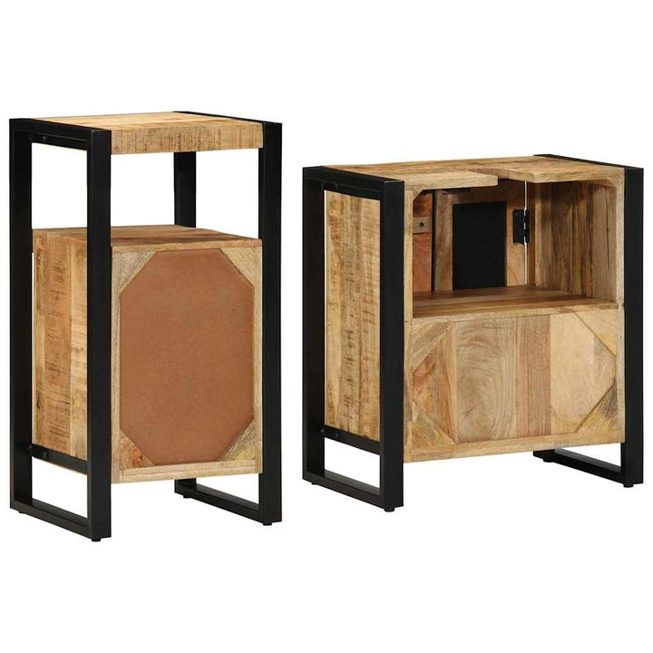 Badeværelsesmøbel sæt 2 pcs Brun 55 x 35 x 60 cm Rå mango træ