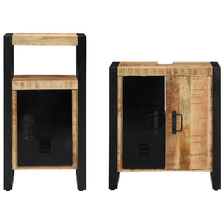 Badeværelsesmøbel sæt 2 pcs Brun 55 x 35 x 60 cm Rå mango træ