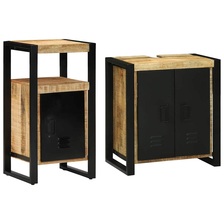 Badeværelsesmøbel sæt 2 pcs Brun 55 x 35 x 60 cm Rå mango træ