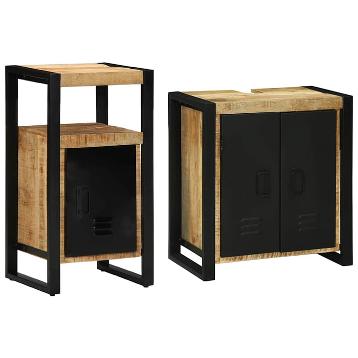 Badeværelsesmøbel sæt 2 pcs Brun 55 x 35 x 60 cm Rå mango træ