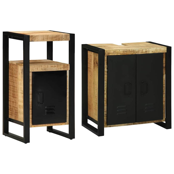 Badeværelsesmøbel sæt 2 pcs Brun 55 x 35 x 60 cm Rå mango træ