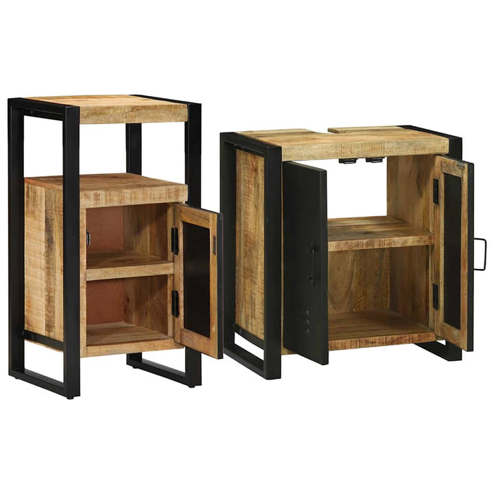 Badeværelsesmøbel sæt 2 pcs Brun 55 x 35 x 60 cm Rå mango træ
