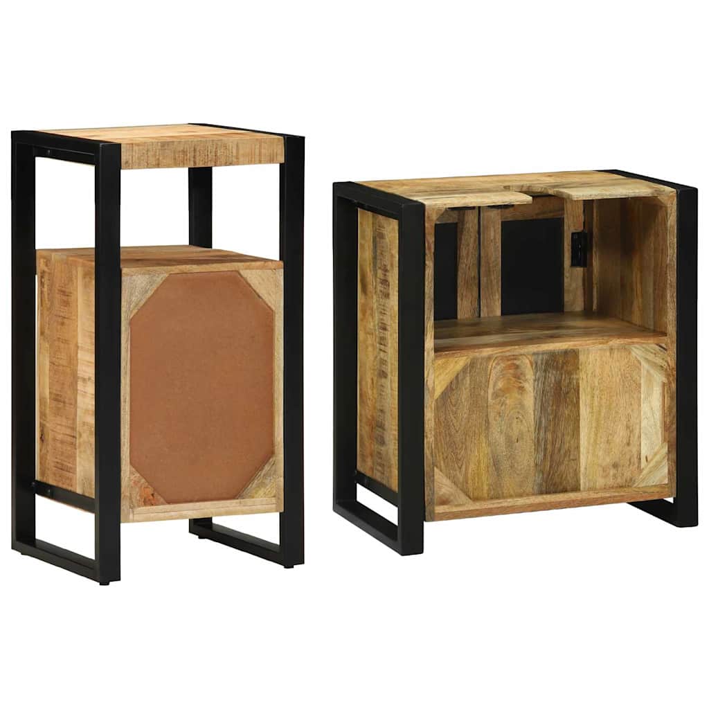 Badeværelsesmøbel sæt 2 pcs Brun 55 x 35 x 60 cm Rå mango træ