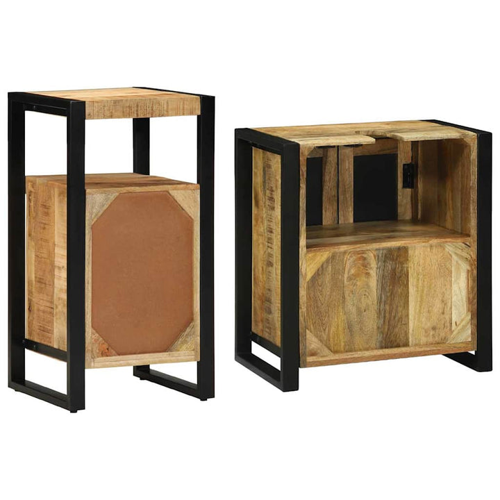 Badeværelsesmøbel sæt 2 pcs Brun 55 x 35 x 60 cm Rå mango træ