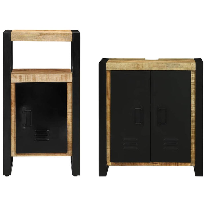 Badeværelsesmøbel sæt 2 pcs Brun 55 x 35 x 60 cm Rå mango træ