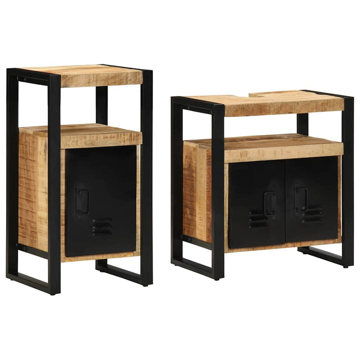 Badeværelsesmøbel sæt 2 pcs Brun 55 x 35 x 60 cm Rå mango træ