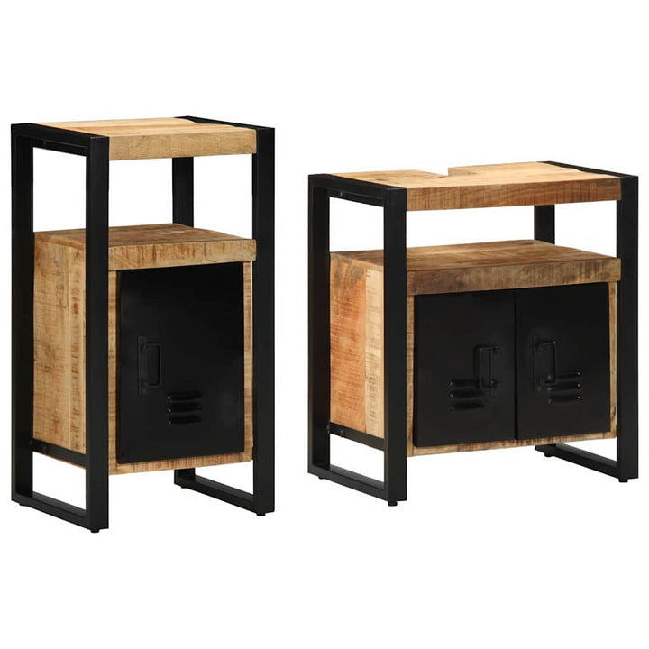 Badeværelsesmøbel sæt 2 pcs Brun 55 x 35 x 60 cm Rå mango træ