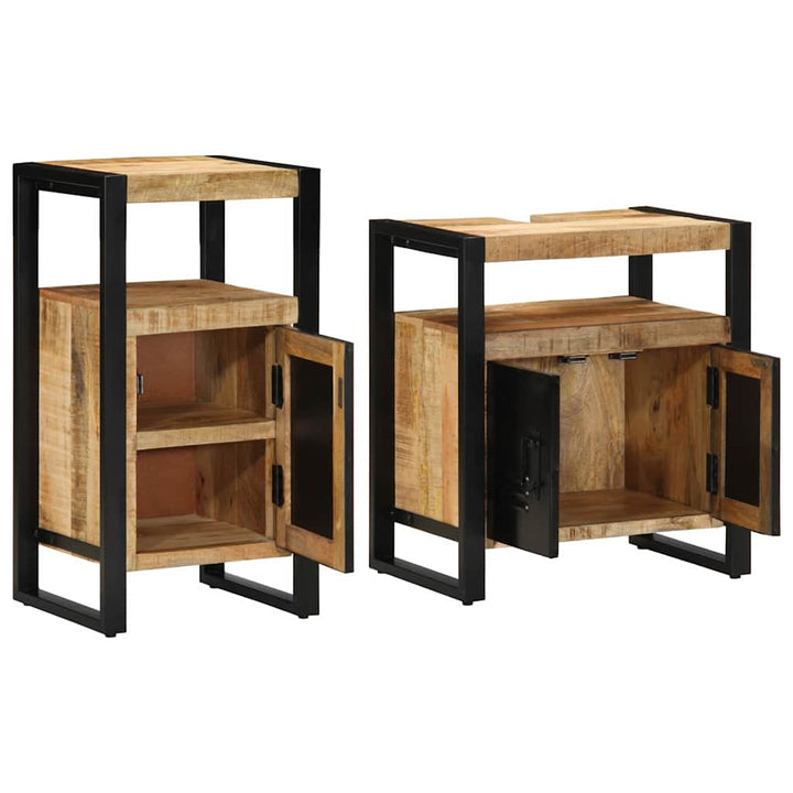 Badeværelsesmøbel sæt 2 pcs Brun 55 x 35 x 60 cm Rå mango træ