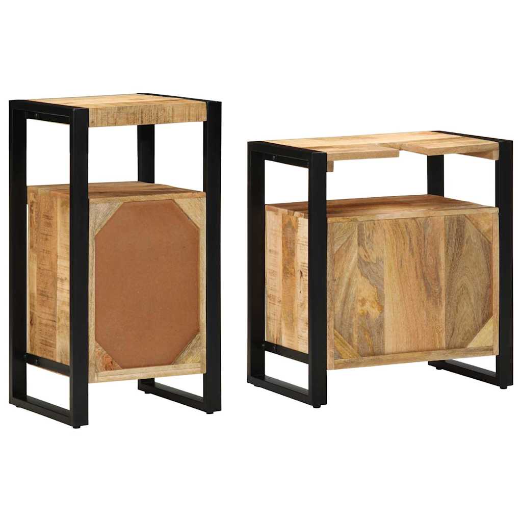 Badeværelsesmøbel sæt 2 pcs Brun 55 x 35 x 60 cm Rå mango træ