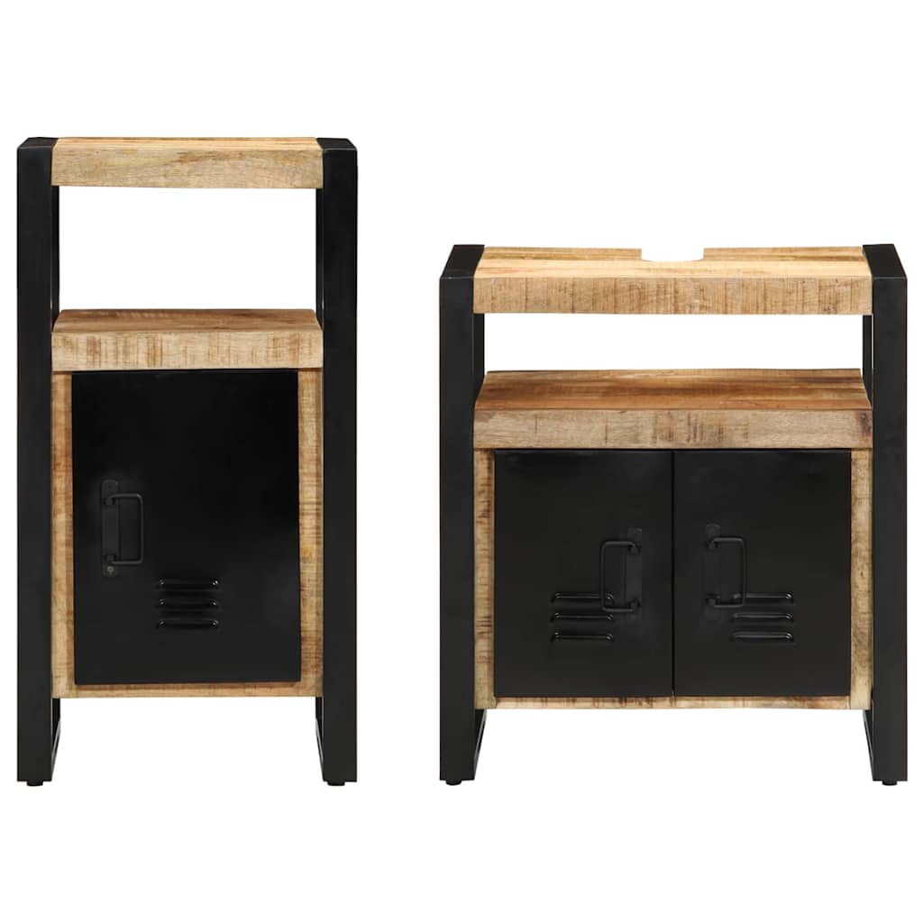 Badeværelsesmøbel sæt 2 pcs Brun 55 x 35 x 60 cm Rå mango træ