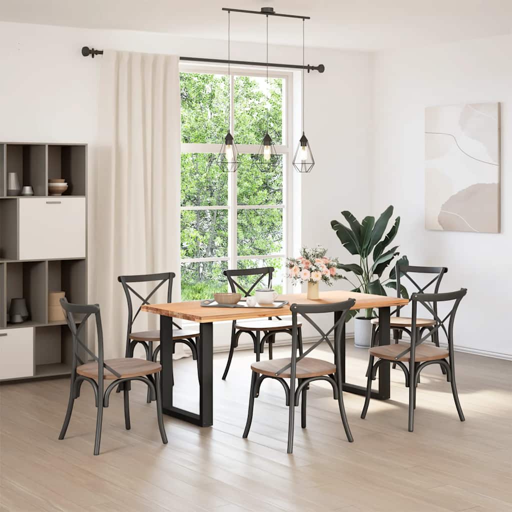 spisebordsben U-formet 2 stk. sort 60 x (72-73) cm stål