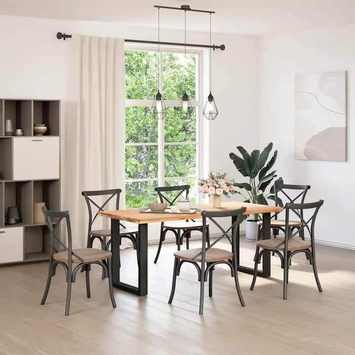 spisebordsben U-formet 2 stk. sort 60 x (72-73) cm stål