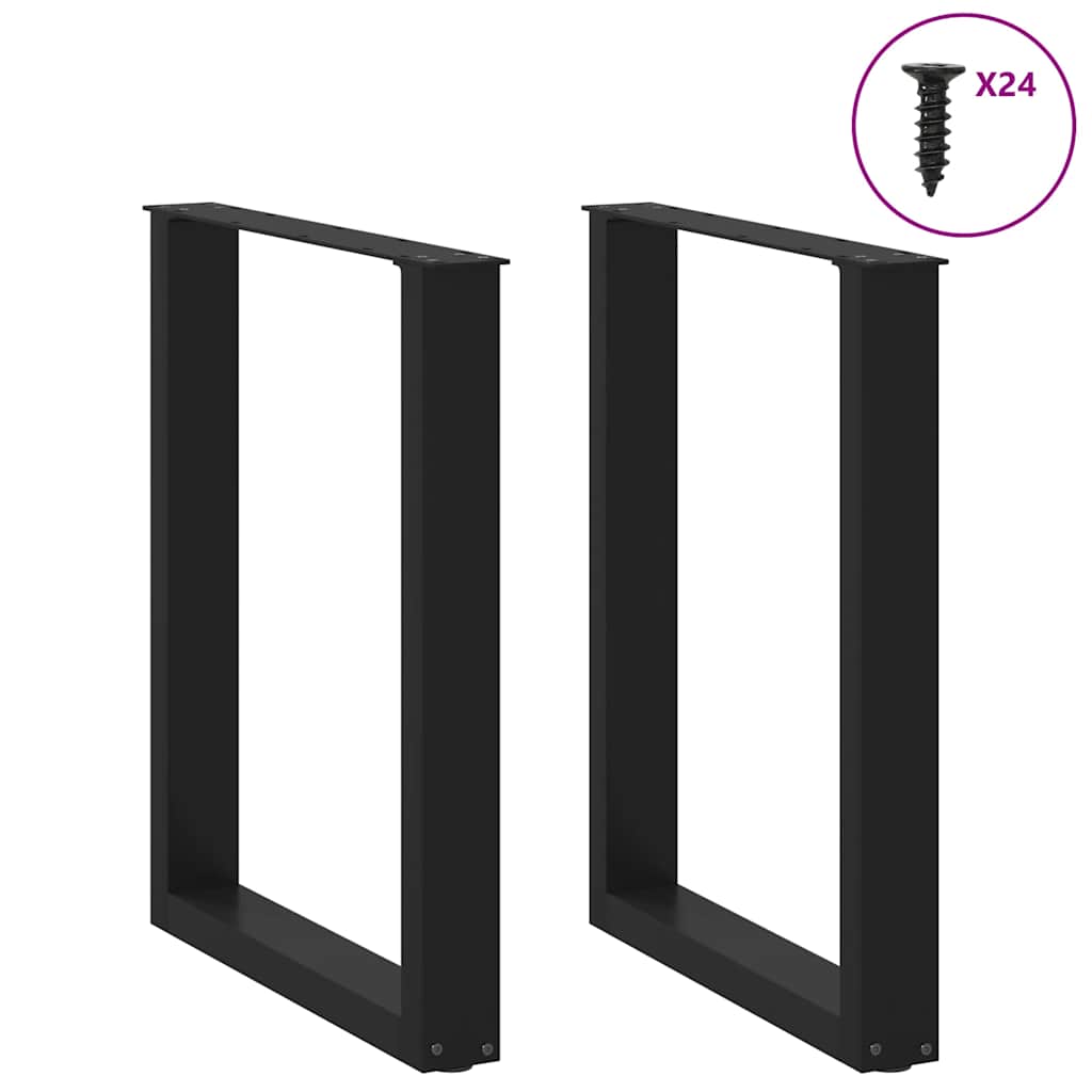 spisebordsben U-formet 2 stk. sort 60 x (72-73) cm stål