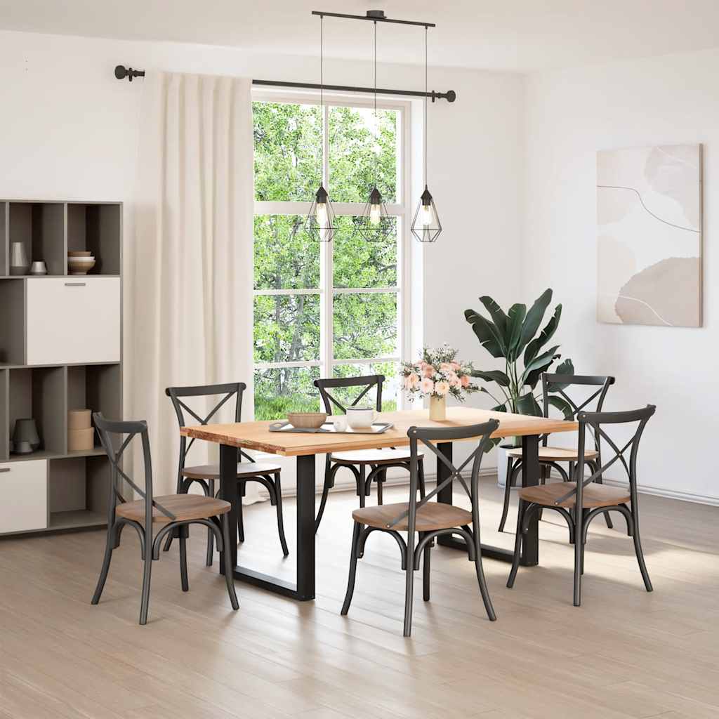 spisebordsben U-formet 2 stk. sort 90 x (72-73) cm stål