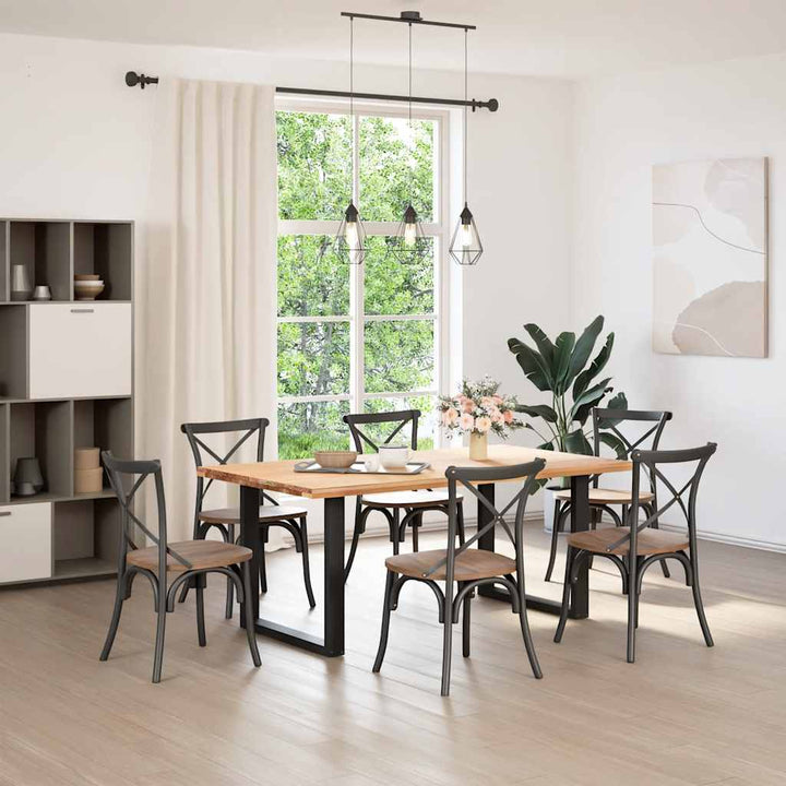 spisebordsben U-formet 2 stk. sort 90 x (72-73) cm stål
