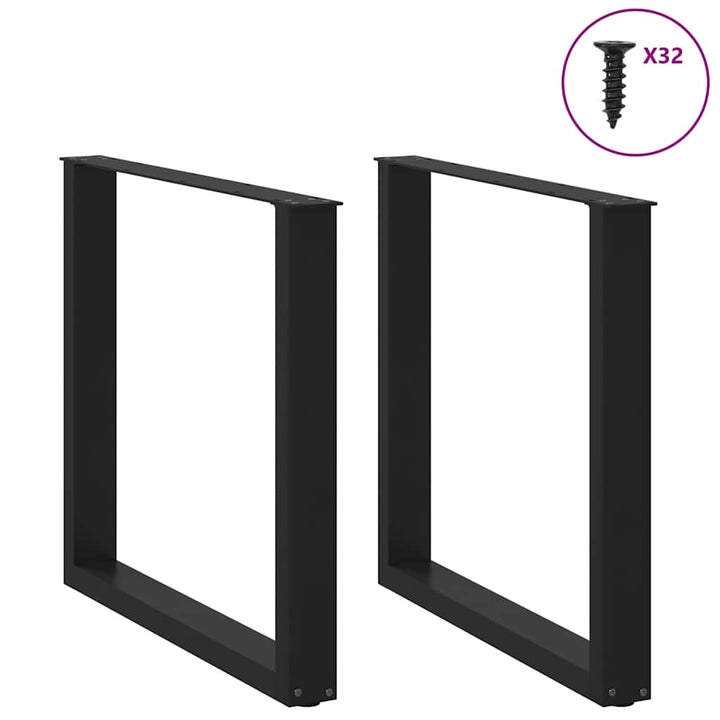 spisebordsben U-formet 2 stk. sort 90 x (72-73) cm stål