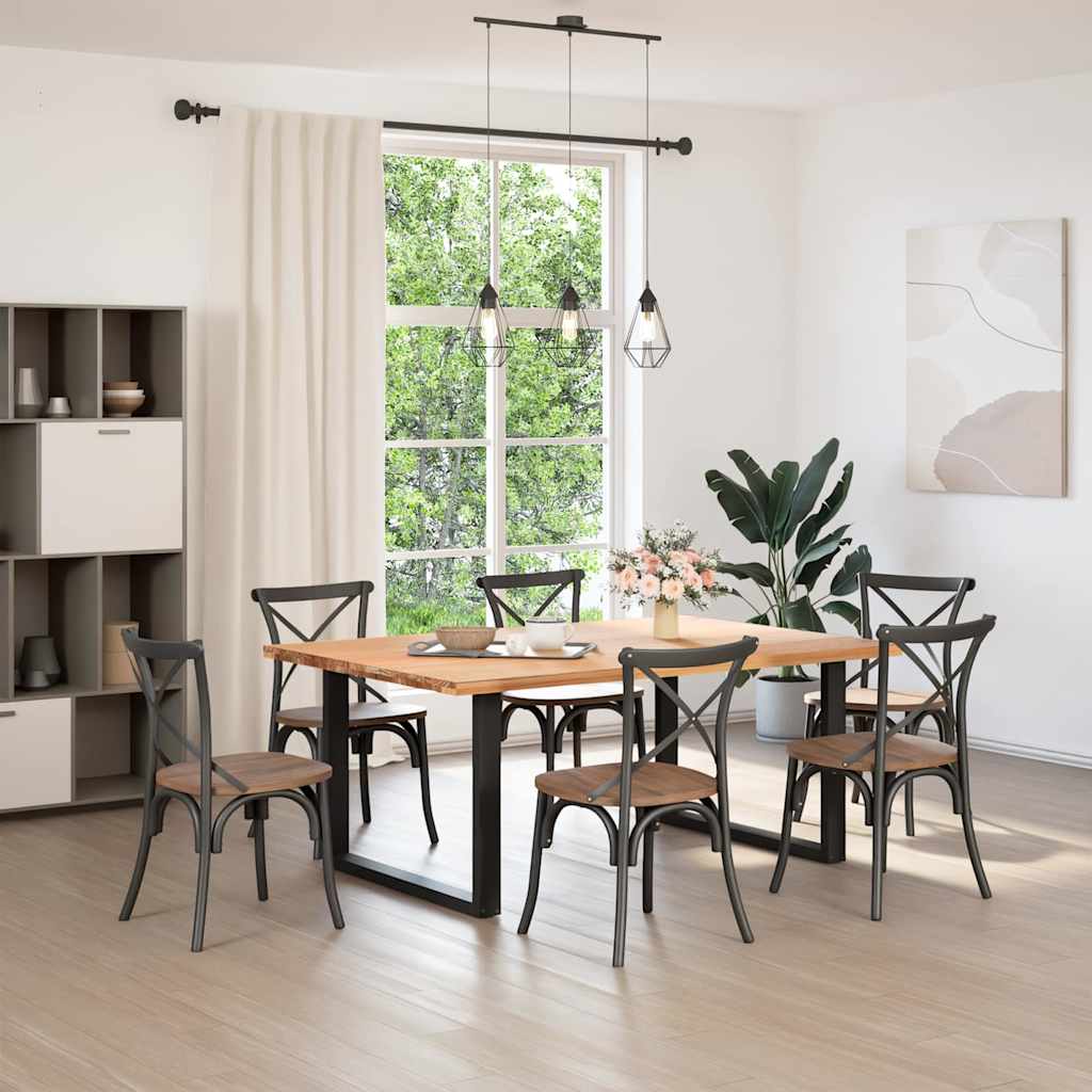 spisebordsben U-formet 2 stk. sort 100x(72-73) cm stål