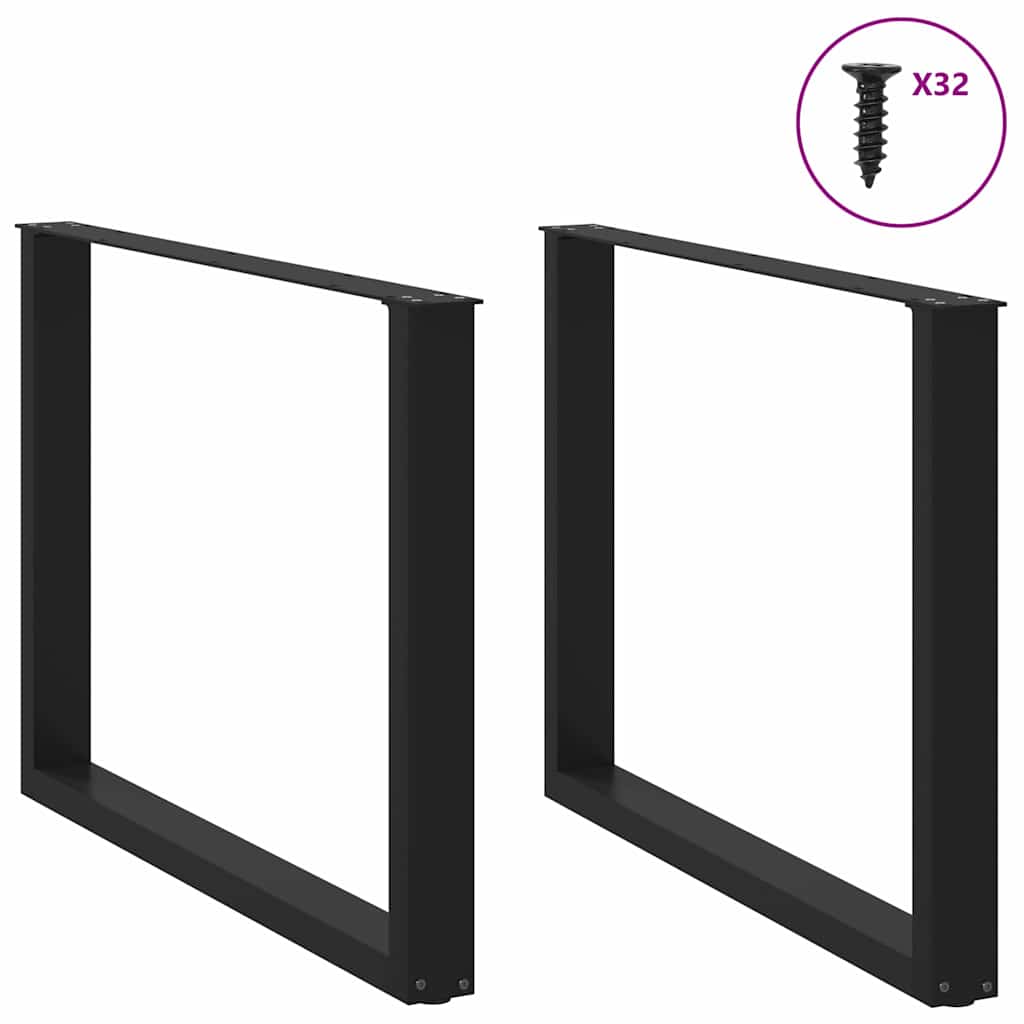 spisebordsben U-formet 2 stk. sort 100x(72-73) cm stål