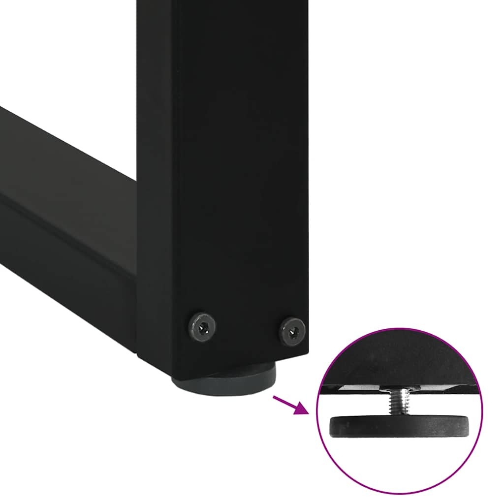 spisebordsben U-formet 2 stk. sort 100x(72-73) cm stål