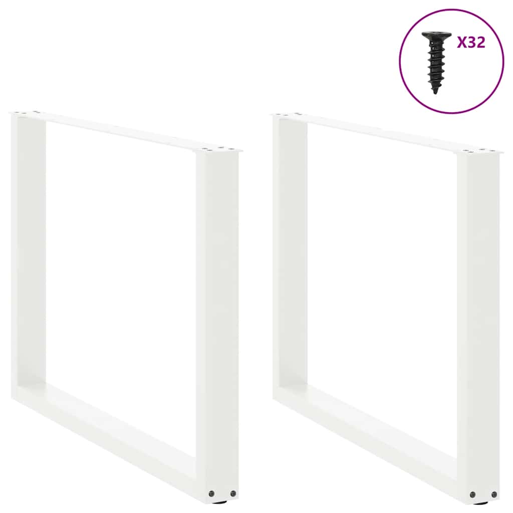 spisebordsben U-formet 2 stk. hvid 100x(72-73) cm stål