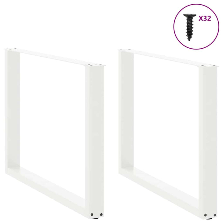 spisebordsben U-formet 2 stk. hvid 100x(72-73) cm stål