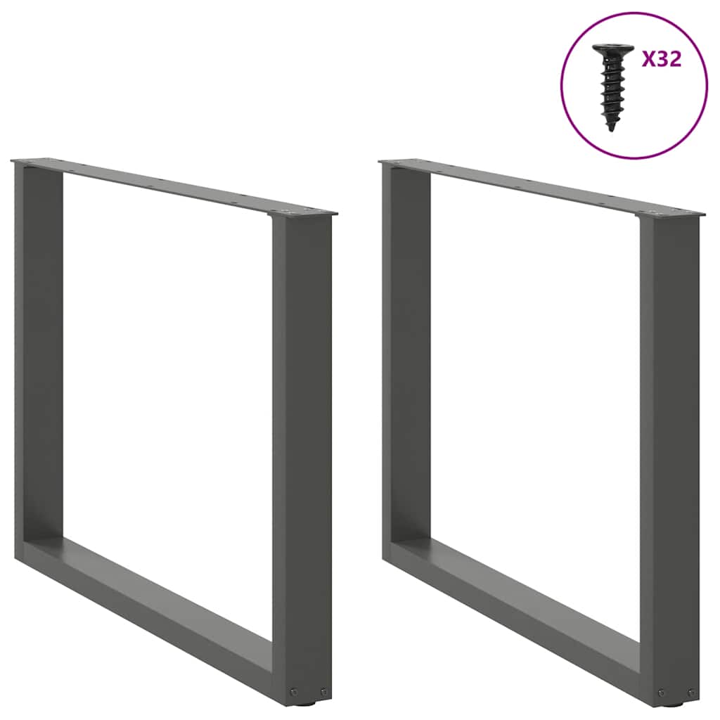 spisebordsben U-formet 2 stk. antracit 100x(72-73) cm stål