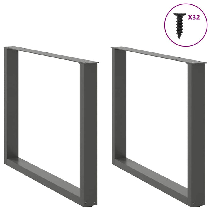 spisebordsben U-formet 2 stk. antracit 100x(72-73) cm stål