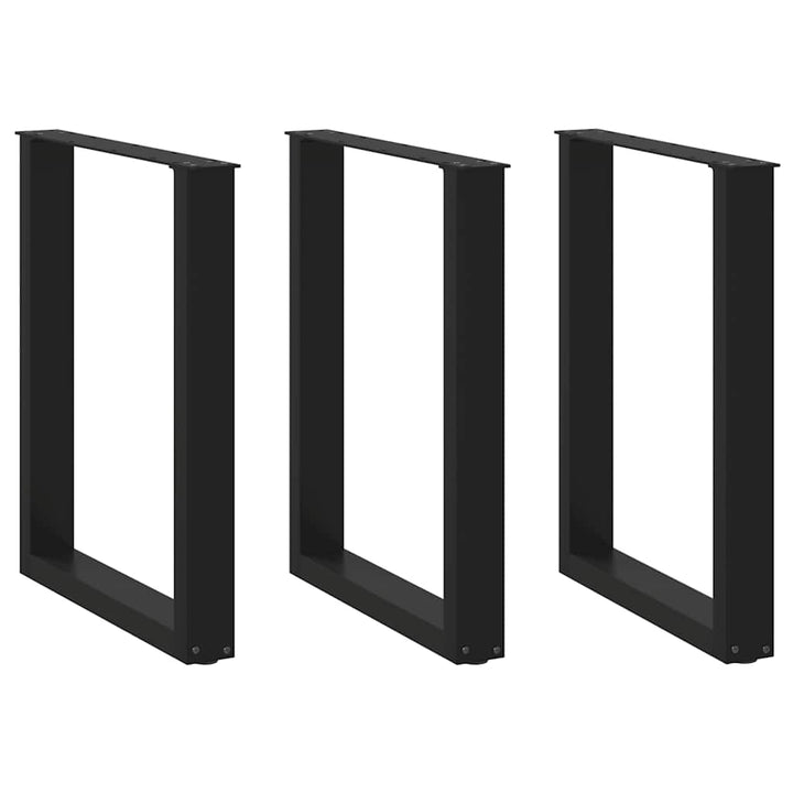 spisebordsben U-formet 3 stk. sort 70 x (72-73) cm stål