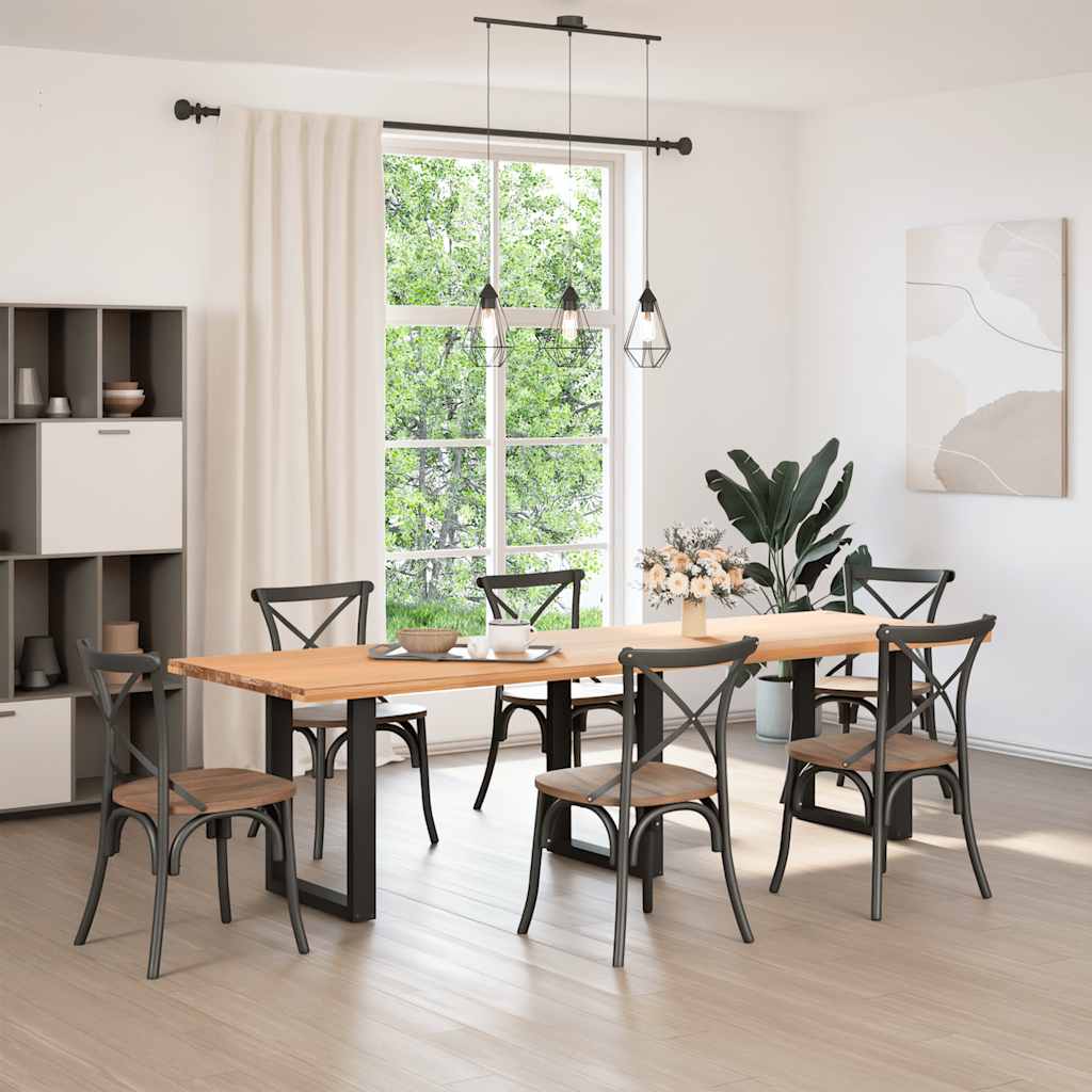spisebordsben U-formet 3 stk. sort 70 x (72-73) cm stål
