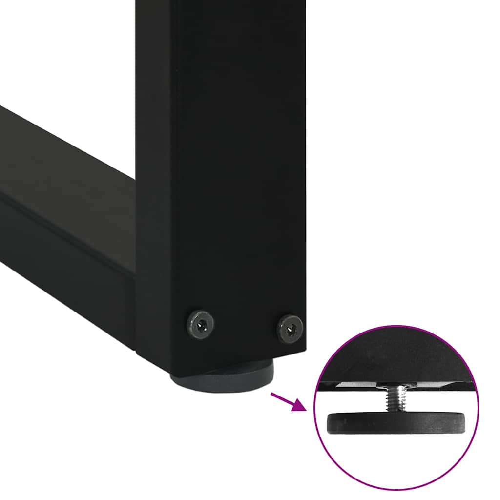 spisebordsben U-formet 3 stk. sort 70 x (72-73) cm stål